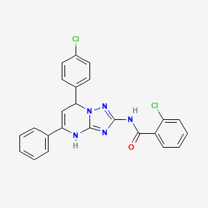 molecular formula C24H17Cl2N5O B11337895 2-chloro-N-[7-(4-chlorophenyl)-5-phenyl-3,7-dihydro[1,2,4]triazolo[1,5-a]pyrimidin-2-yl]benzamide 