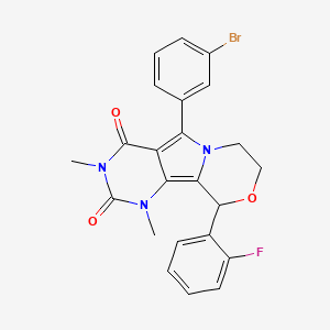 molecular formula C23H19BrFN3O3 B11337906 8-(3-bromophenyl)-13-(2-fluorophenyl)-3,5-dimethyl-12-oxa-3,5,9-triazatricyclo[7.4.0.02,7]trideca-1,7-diene-4,6-dione 