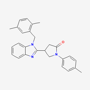 molecular formula C27H27N3O B11337912 4-[1-(2,5-dimethylbenzyl)-1H-benzimidazol-2-yl]-1-(4-methylphenyl)pyrrolidin-2-one 