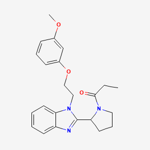 molecular formula C23H27N3O3 B11337921 1-(2-{1-[2-(3-methoxyphenoxy)ethyl]-1H-benzimidazol-2-yl}pyrrolidin-1-yl)propan-1-one 