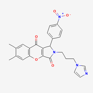 2-[3-(1H-imidazol-1-yl)propyl]-6,7-dimethyl-1-(4-nitrophenyl)-1,2-dihydrochromeno[2,3-c]pyrrole-3,9-dione