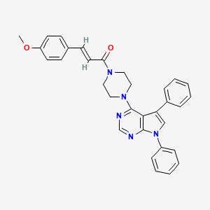 molecular formula C32H29N5O2 B11338007 (2E)-1-(4-{5,7-Diphenyl-7H-pyrrolo[2,3-D]pyrimidin-4-YL}piperazin-1-YL)-3-(4-methoxyphenyl)prop-2-EN-1-one 