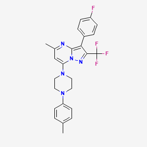 molecular formula C25H23F4N5 B11338022 1-[3-(4-Fluorophenyl)-5-methyl-2-(trifluoromethyl)pyrazolo[1,5-a]pyrimidin-7-yl]-4-(4-methylphenyl)piperazine 