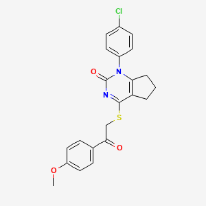 molecular formula C22H19ClN2O3S B11338056 1-(4-chlorophenyl)-4-{[2-(4-methoxyphenyl)-2-oxoethyl]sulfanyl}-1,5,6,7-tetrahydro-2H-cyclopenta[d]pyrimidin-2-one 