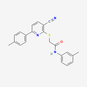 molecular formula C22H19N3OS B11338086 2-{[3-cyano-6-(4-methylphenyl)pyridin-2-yl]sulfanyl}-N-(3-methylphenyl)acetamide 