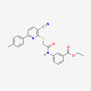 molecular formula C24H21N3O3S B11338091 Ethyl 3-[({[3-cyano-6-(4-methylphenyl)pyridin-2-yl]sulfanyl}acetyl)amino]benzoate 