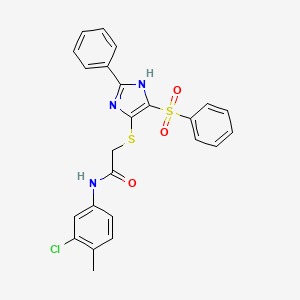 N-(3-chloro-4-methylphenyl)-2-{[2-phenyl-4-(phenylsulfonyl)-1H-imidazol-5-yl]sulfanyl}acetamide