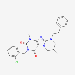 molecular formula C25H26ClN5O2 B11338249 3-(2-chlorobenzyl)-1,7-dimethyl-9-(2-phenylethyl)-6,7,8,9-tetrahydropyrimido[2,1-f]purine-2,4(1H,3H)-dione 