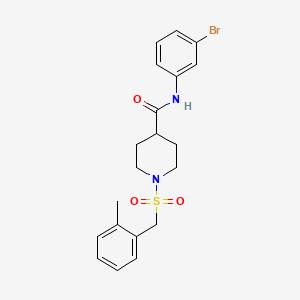 molecular formula C20H23BrN2O3S B11338269 N-(3-bromophenyl)-1-[(2-methylbenzyl)sulfonyl]piperidine-4-carboxamide 