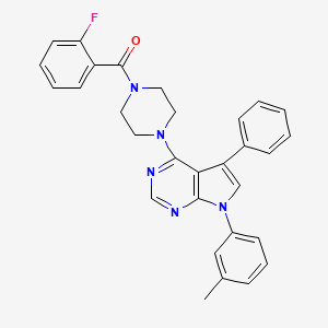 molecular formula C30H26FN5O B11338279 (2-fluorophenyl){4-[7-(3-methylphenyl)-5-phenyl-7H-pyrrolo[2,3-d]pyrimidin-4-yl]piperazin-1-yl}methanone 