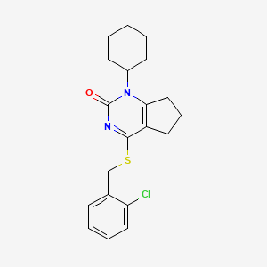 4-[(2-chlorobenzyl)sulfanyl]-1-cyclohexyl-1,5,6,7-tetrahydro-2H-cyclopenta[d]pyrimidin-2-one