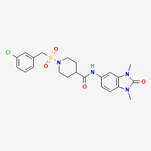 molecular formula C22H25ClN4O4S B11338384 1-[(3-chlorobenzyl)sulfonyl]-N-(1,3-dimethyl-2-oxo-2,3-dihydro-1H-benzimidazol-5-yl)piperidine-4-carboxamide 