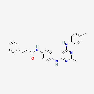 N-[4-({2-methyl-6-[(4-methylphenyl)amino]pyrimidin-4-yl}amino)phenyl]-3-phenylpropanamide