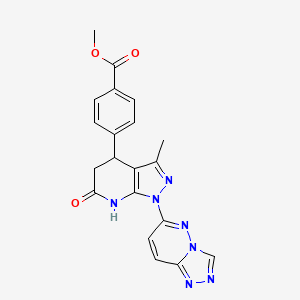 molecular formula C20H17N7O3 B11338417 methyl 4-[6-hydroxy-3-methyl-1-([1,2,4]triazolo[4,3-b]pyridazin-6-yl)-4,5-dihydro-1H-pyrazolo[3,4-b]pyridin-4-yl]benzoate 