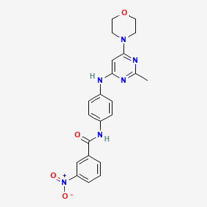 molecular formula C22H22N6O4 B11338429 N-(4-((2-methyl-6-morpholinopyrimidin-4-yl)amino)phenyl)-3-nitrobenzamide 