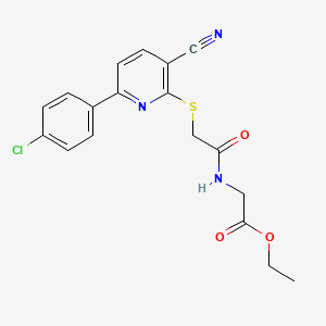 ethyl N-({[6-(4-chlorophenyl)-3-cyanopyridin-2-yl]sulfanyl}acetyl)glycinate