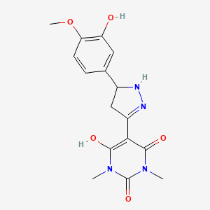 5-[5-(3-hydroxy-4-methoxyphenyl)pyrazolidin-3-ylidene]-1,3-dimethylpyrimidine-2,4,6(1H,3H,5H)-trione