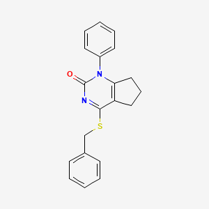 molecular formula C20H18N2OS B11338530 4-(benzylsulfanyl)-1-phenyl-1,5,6,7-tetrahydro-2H-cyclopenta[d]pyrimidin-2-one 