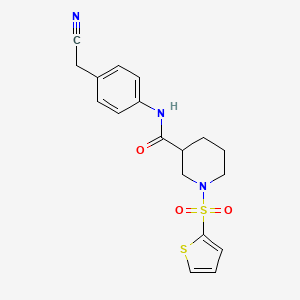 molecular formula C18H19N3O3S2 B11338550 N-[4-(cyanomethyl)phenyl]-1-(thiophen-2-ylsulfonyl)piperidine-3-carboxamide 