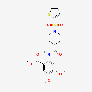 molecular formula C20H24N2O7S2 B11338596 Methyl 4,5-dimethoxy-2-({[1-(thiophen-2-ylsulfonyl)piperidin-4-yl]carbonyl}amino)benzoate 