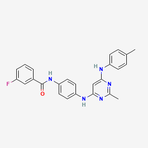 molecular formula C25H22FN5O B11338605 3-fluoro-N-[4-({2-methyl-6-[(4-methylphenyl)amino]pyrimidin-4-yl}amino)phenyl]benzamide 