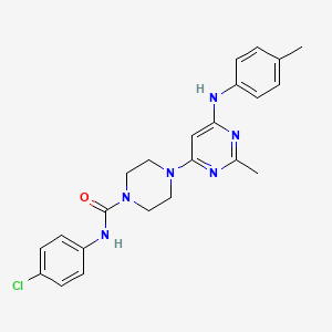 molecular formula C23H25ClN6O B11338608 N-(4-chlorophenyl)-4-{2-methyl-6-[(4-methylphenyl)amino]pyrimidin-4-yl}piperazine-1-carboxamide 