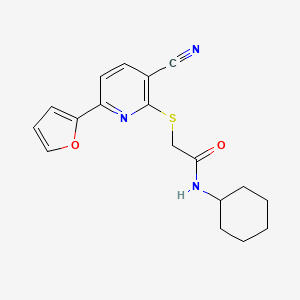 2-{[3-cyano-6-(furan-2-yl)pyridin-2-yl]sulfanyl}-N-cyclohexylacetamide