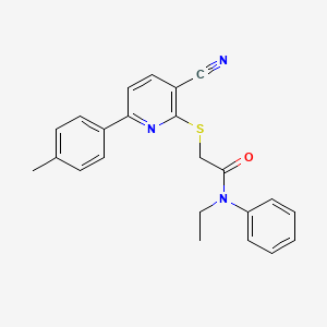 2-{[3-cyano-6-(4-methylphenyl)pyridin-2-yl]sulfanyl}-N-ethyl-N-phenylacetamide