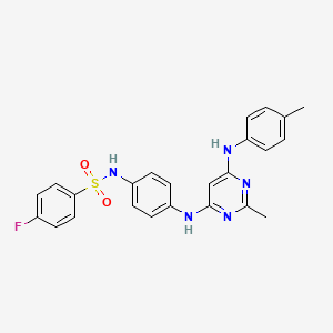 molecular formula C24H22FN5O2S B11338620 4-fluoro-N-(4-((2-methyl-6-(p-tolylamino)pyrimidin-4-yl)amino)phenyl)benzenesulfonamide 