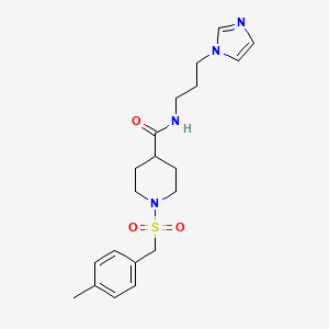 molecular formula C20H28N4O3S B11338636 N-[3-(1H-imidazol-1-yl)propyl]-1-[(4-methylbenzyl)sulfonyl]piperidine-4-carboxamide 