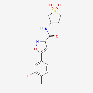 molecular formula C15H15FN2O4S B11338691 N-(1,1-dioxidotetrahydrothiophen-3-yl)-5-(3-fluoro-4-methylphenyl)-1,2-oxazole-3-carboxamide 