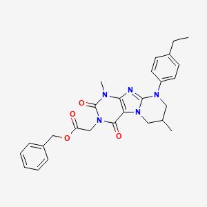 molecular formula C27H29N5O4 B11338826 benzyl 2-[9-(4-ethylphenyl)-1,7-dimethyl-2,4-dioxo-7,8-dihydro-6H-purino[7,8-a]pyrimidin-3-yl]acetate 