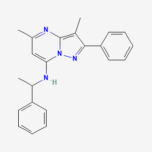 molecular formula C22H22N4 B11338836 3,5-dimethyl-2-phenyl-N-(1-phenylethyl)pyrazolo[1,5-a]pyrimidin-7-amine 