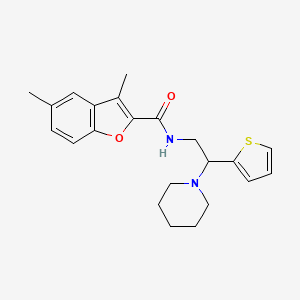 molecular formula C22H26N2O2S B11338844 3,5-dimethyl-N-[2-(piperidin-1-yl)-2-(thiophen-2-yl)ethyl]-1-benzofuran-2-carboxamide 