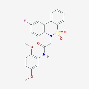 N-(2,5-dimethoxyphenyl)-2-(9-fluoro-5,5-dioxido-6H-dibenzo[c,e][1,2]thiazin-6-yl)acetamide