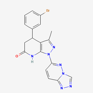 molecular formula C18H14BrN7O B11338859 4-(3-bromophenyl)-3-methyl-1-([1,2,4]triazolo[4,3-b]pyridazin-6-yl)-4,5-dihydro-1H-pyrazolo[3,4-b]pyridin-6-ol 