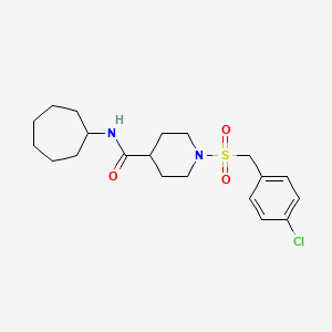 molecular formula C20H29ClN2O3S B11338885 1-[(4-chlorobenzyl)sulfonyl]-N-cycloheptylpiperidine-4-carboxamide 