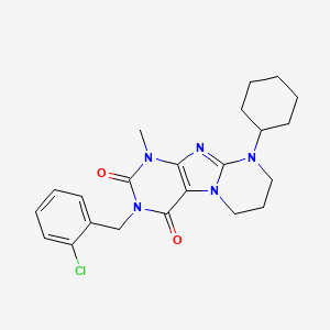 molecular formula C22H26ClN5O2 B11338928 3-(2-chlorobenzyl)-9-cyclohexyl-1-methyl-6,7,8,9-tetrahydropyrimido[2,1-f]purine-2,4(1H,3H)-dione 