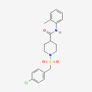 molecular formula C20H23ClN2O3S B11338943 1-[(4-chlorobenzyl)sulfonyl]-N-(2-methylphenyl)piperidine-4-carboxamide 