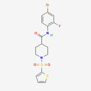 molecular formula C16H16BrFN2O3S2 B11339002 N-(4-bromo-2-fluorophenyl)-1-(thiophen-2-ylsulfonyl)piperidine-4-carboxamide 