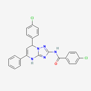 molecular formula C24H17Cl2N5O B11339022 4-chloro-N-[7-(4-chlorophenyl)-5-phenyl-4,7-dihydro[1,2,4]triazolo[1,5-a]pyrimidin-2-yl]benzamide 