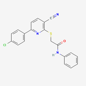 2-{[6-(4-chlorophenyl)-3-cyanopyridin-2-yl]sulfanyl}-N-phenylacetamide