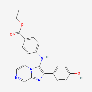 molecular formula C21H18N4O3 B11339159 Ethyl 4-{[2-(4-hydroxyphenyl)imidazo[1,2-a]pyrazin-3-yl]amino}benzoate 