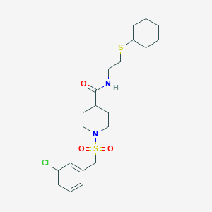 molecular formula C21H31ClN2O3S2 B11339163 1-[(3-chlorobenzyl)sulfonyl]-N-[2-(cyclohexylsulfanyl)ethyl]piperidine-4-carboxamide 