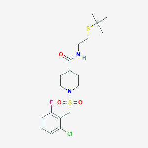 molecular formula C19H28ClFN2O3S2 B11339230 N-[2-(tert-butylsulfanyl)ethyl]-1-[(2-chloro-6-fluorobenzyl)sulfonyl]piperidine-4-carboxamide 