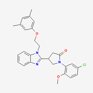 molecular formula C28H28ClN3O3 B11339265 1-(5-chloro-2-methoxyphenyl)-4-{1-[2-(3,5-dimethylphenoxy)ethyl]-1H-benzimidazol-2-yl}pyrrolidin-2-one 