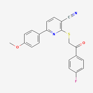 molecular formula C21H15FN2O2S B11339313 2-{[2-(4-Fluorophenyl)-2-oxoethyl]sulfanyl}-6-(4-methoxyphenyl)pyridine-3-carbonitrile 