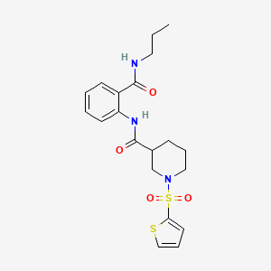 molecular formula C20H25N3O4S2 B11339345 N-[2-(propylcarbamoyl)phenyl]-1-(thiophen-2-ylsulfonyl)piperidine-3-carboxamide 