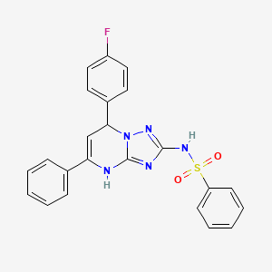 molecular formula C23H18FN5O2S B11339352 N-[7-(4-fluorophenyl)-5-phenyl-3,7-dihydro[1,2,4]triazolo[1,5-a]pyrimidin-2-yl]benzenesulfonamide 