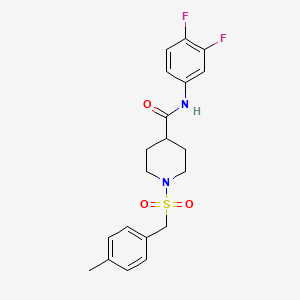 molecular formula C20H22F2N2O3S B11339374 N-(3,4-difluorophenyl)-1-[(4-methylbenzyl)sulfonyl]piperidine-4-carboxamide 